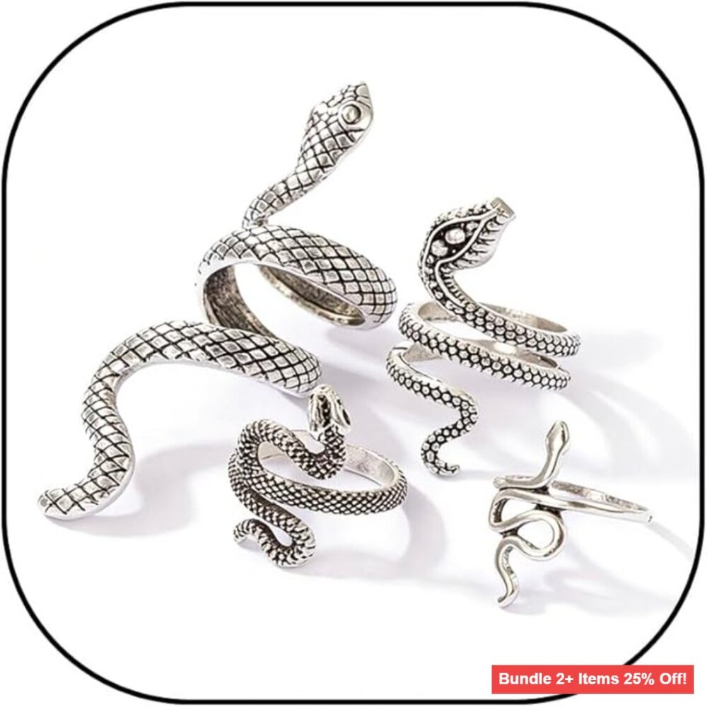 Adjustable Stackable Snake Rings Alloy Vintage Serpent Jewelry Women